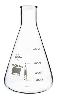 NSAW 500ml Borosilicate Glass Erlenmeyer Flask with Graduations, Boro 3.3