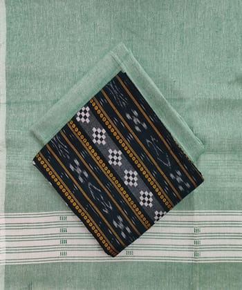 Green Sambalpuri Handwoven Single Ikat Suit SFCSUT1952