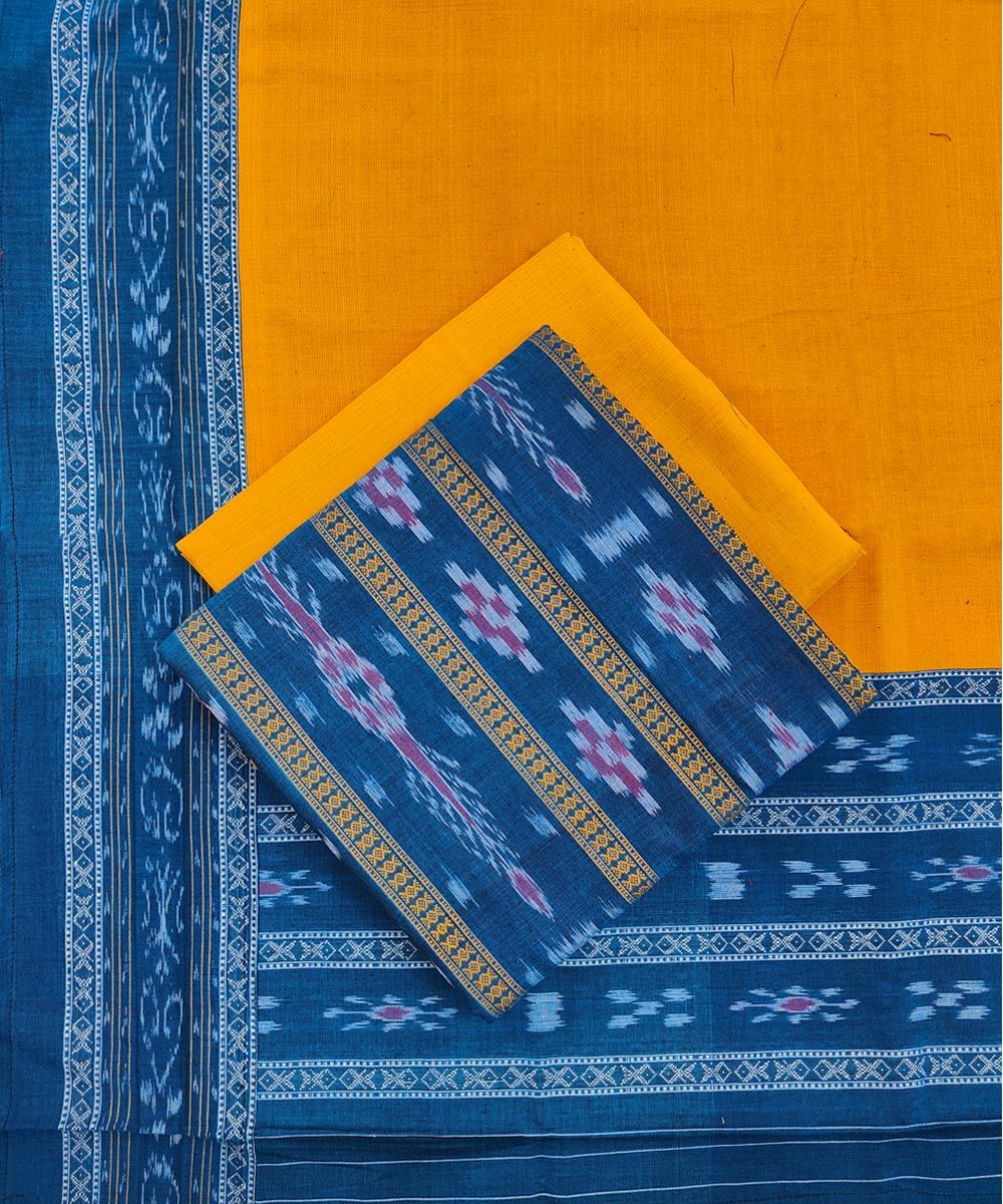 Blue Yellow Sambalpuri Handwoven Single Ikat Suit SFCSUT1961