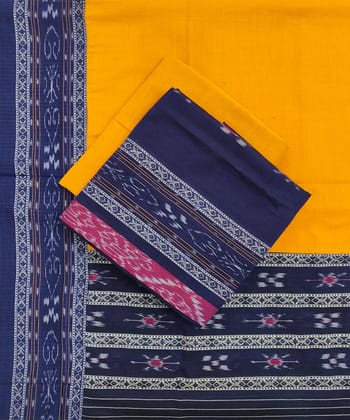 Blue Yellow Sambalpuri Handwoven Single Ikat Suit SFCSUT1965