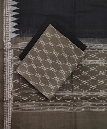 Olive Black Sambalpuri Handwoven Single Ikat Suit SFCSUT1967