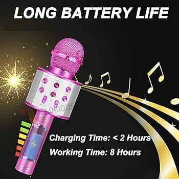 Wireless Bluetooth Karaoke Microphone, Rechargeable Professional Handheld Karaoke Mic Speaker Home Kids Birthday Party - Best Gifts for Kids Adults 