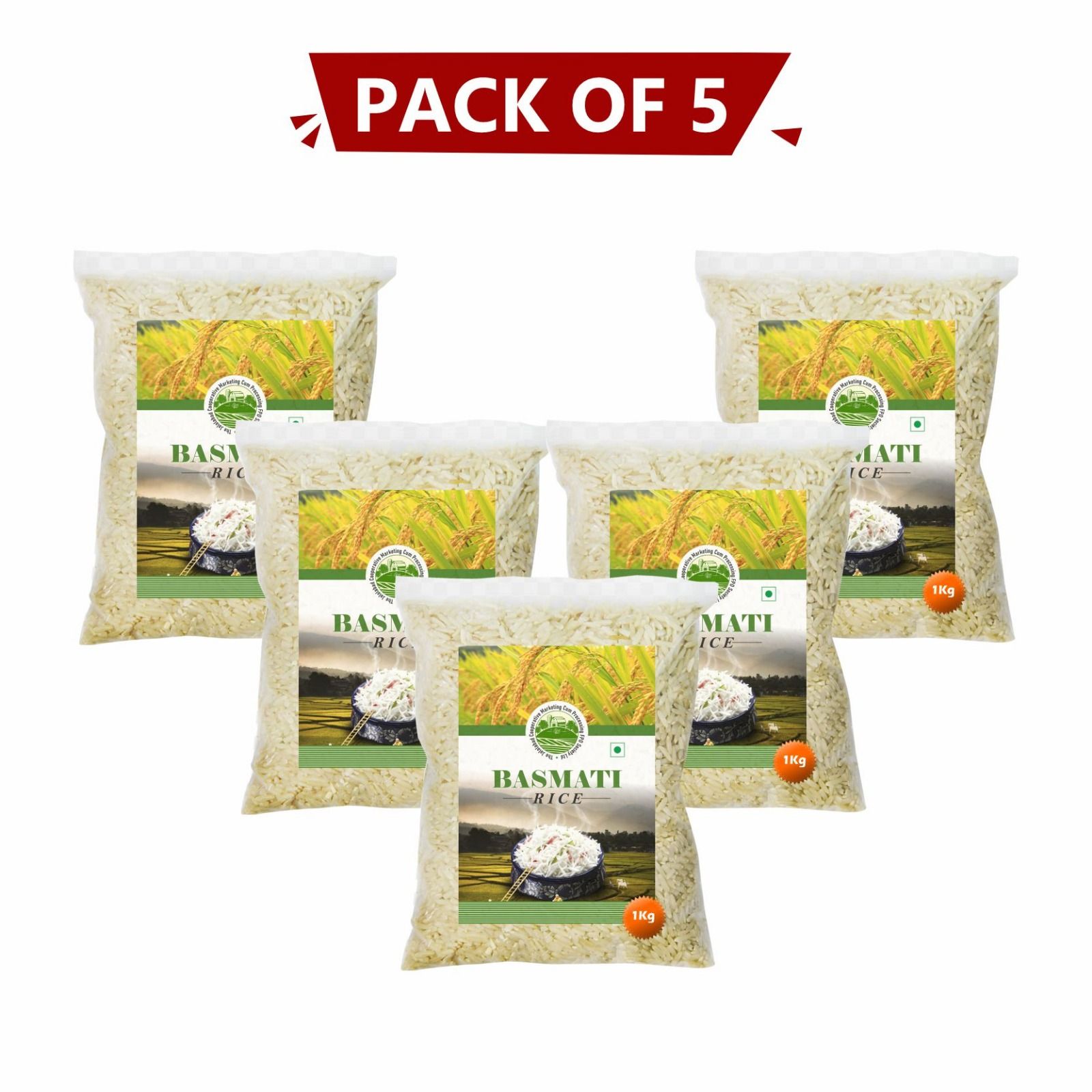 Basmati Rice 1 kg Pack of 5 – Extra Long Grain, Fragrant & Pure Chawal. 