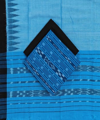 Blue Gray Sambalpuri Handwoven Ikat Suit Set SFCSUT2306
