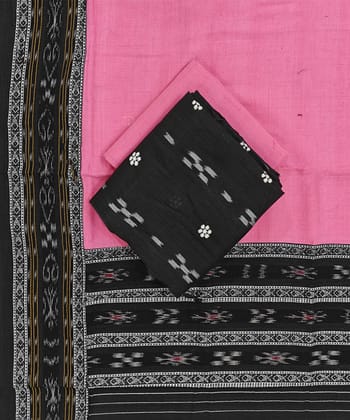 Black Pink Sambalpuri Handwoven Ikat Suit Set SFCSUT2315