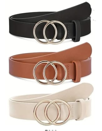 Infinity Fashion Leather Belts For Women And Girls 3 Pcs Combo Stylish Waist Belt For Dresses Jeans , Multicolour