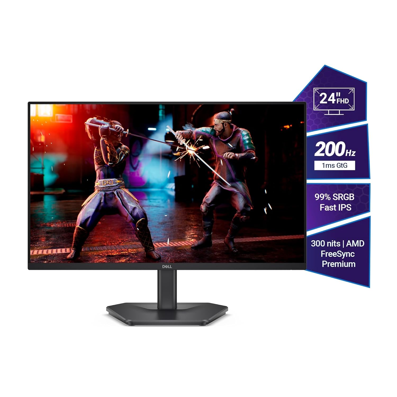 Dell SE2425HG 23.8" FHD IPS Gaming Monitor, 200Hz Refresh, 3side narrow bezels, 1ms GtG, AMD FreeSync Premium,HDR 10,300nits, 1000:1 Contrast, 99% Srgb, Tilt, 2*HDMI 2.1 TDMS(supports HDMI VRR),DP 1.4