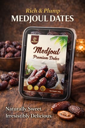 DateMan™ Khajur Dry Fruits Premium Fresh Dates Natural Medjoul Khajoor From Saudi Healthy And Nutritious Snack Diet Rich in Protein & Vitamins Natural Sweetener 100% Naturally Dried Khajur - 250 Grams Dates