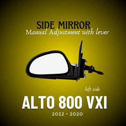 RMC Car Side Mirror Suitable For Maruti Suzuki Alto 800 With Lever (2012-2020) | Manually Operated | (Black) LEFT SIDE (PASSENGER SIDE)