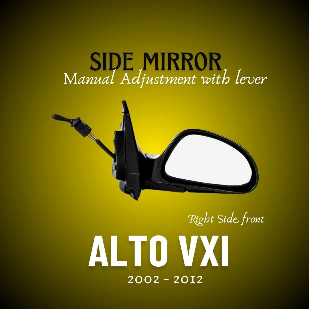 RMC Car Side Mirror suitable for Maruti Suzuki Alto VXI with lever (2002-2012) & Alto K10 type 1 RIGHT SIDE (DRIVER SIDE)