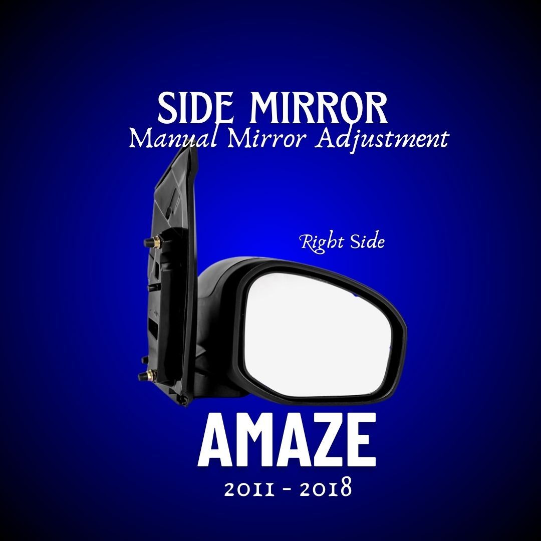 RMC Car Side Mirrors Suitable For Honda Amaze/Mobilio/Brio (2011-2018) | Without Lever | Manually operated (Black) RIGHT SIDE (DRIVER SIDE)