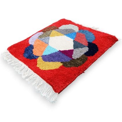 Eluru-Premium Handcrafted Multicolor Shaggy Rug | Soft Designer Floor Mat with Tassels | Anti-Slip Decorative Carpet for Living Room, Bedroom & Entrance