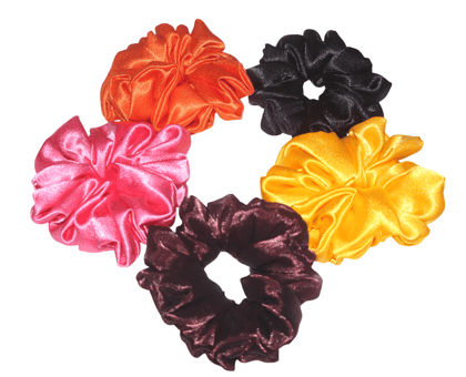 Satin Hair Scrunchies Combo - Set of 5 Vibrant Colors for All Hair Types