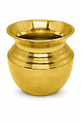 Gold Pure Brass Puja Kalash, Traditional Brass Lota For Daily Worship