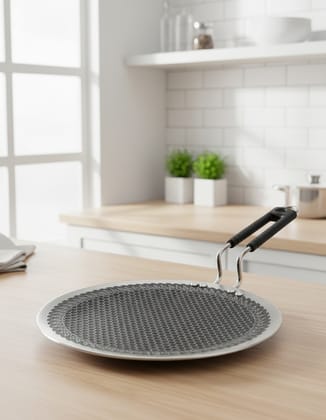 Triply Honeycomb Stainless Steel Roti Tawa 28cm | HexaRidge Non-Stick | Induction Compatible | Metal Spoon Safe