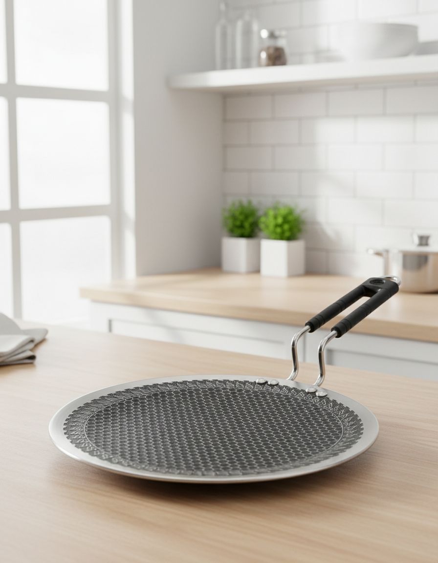 Triply Honeycomb Stainless Steel Roti Tawa 28cm | HexaRidge Non-Stick | Induction Compatible | Metal Spoon Safe