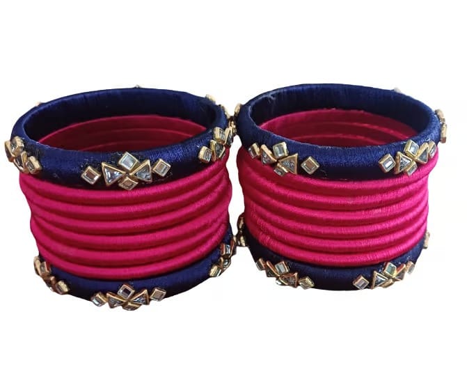 Silk Thread Bangles For Women (MultiColour)