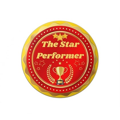 Star Performer Badge Pack Of 10 Round Pin Button Badge For Students Colleges Classes Office Boys Girls Men Women Batches For Bags, Backpack Size-58mm