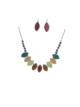 Terracotta Multicolour Leaf Necklace Set