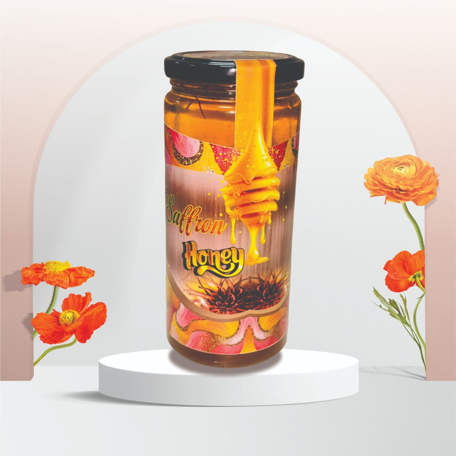 Premium Saffron Honey Jar