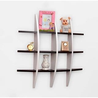 Onlinecrafts Wooden Wall Shelf Wooden Wall Shelf (Number Of Shelves - 12, Black, White, Multicolor)