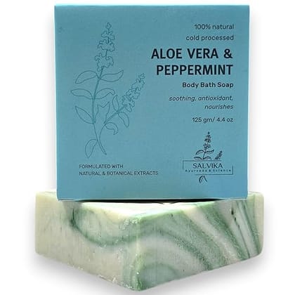 SALVIKA Aloe Vera & Peppermint 100% Natural Cold Processed Body Bath Soap SALVIKA Aloe Vera & Peppermint 100% Natural Cold Processed Body Bath Soap