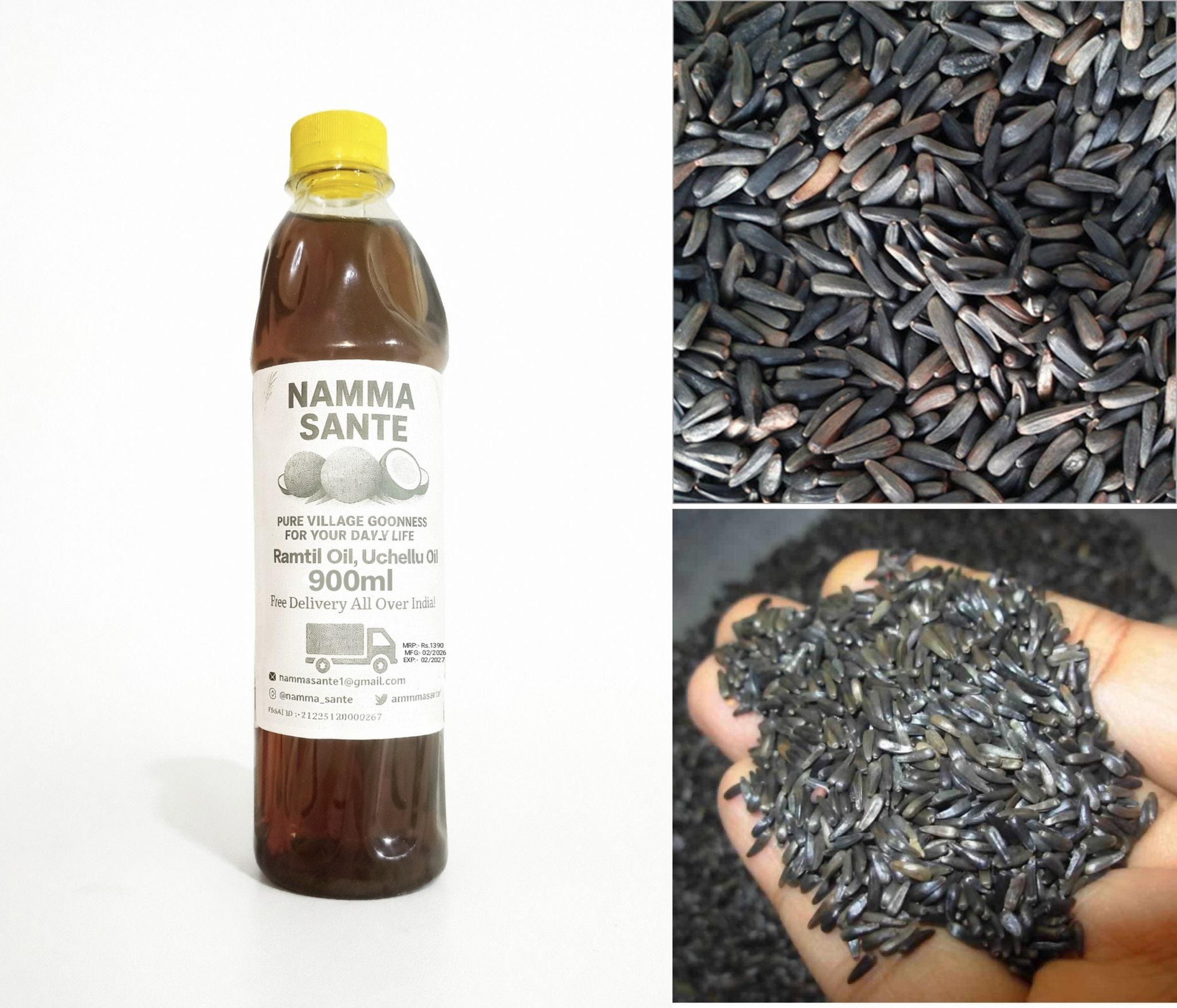 Ramtil Oil, Uchellu Oil, Niger Seed Oil, Ramtil Tel, Kalatil Oil 900ml