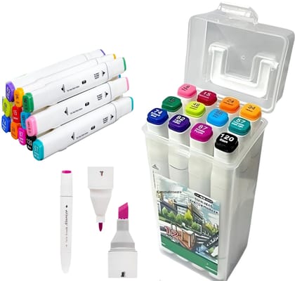Dual Tip Marker Sketch Pen For Kids And Adults-Stationery Set For Coloring, Drawing And Sketching (12 Markers) Dual Tip Marker Sketch Pen For Kids And Adults-Stationery Set For Coloring, Drawing And Sketching (12 Markers)