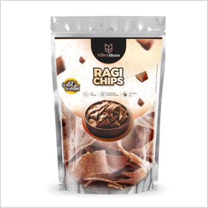 MilletBluum Ragi Chips | 60% Ragi Millet Snacks | 0% Maida & No Palm Oil | Healthy & Crunchy Tea Time Namkeen | No Added Preservatives | High Protein & Calcium Rich (Pack of 2)