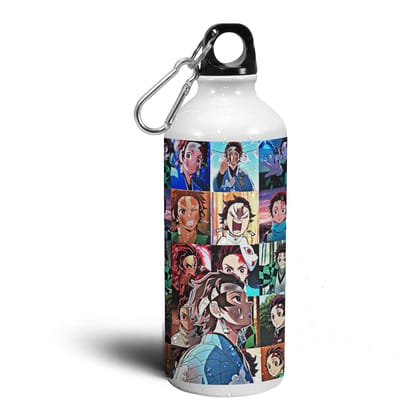 Demon Tanjiro Kamado Slayer Artistic - Printed Aluminium Anime Sipper Water Bottle Gift for Boys, Girls & Manga Comic Fans; 600ml; Pack of 1