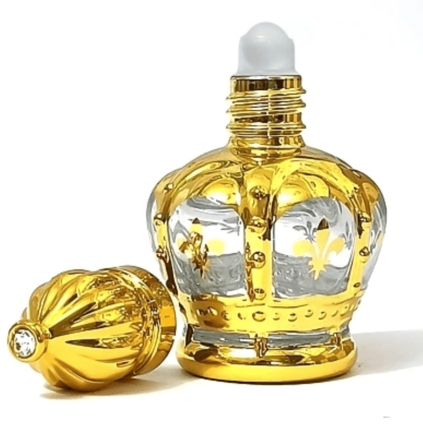 Mii Art Golden Glass Perfume Bottle | 10 ml Elegant Empty Attar Container for DIY Perfume, Essential Oils & Rose Water | Refillable Decorative Bottle (Pack of 1)