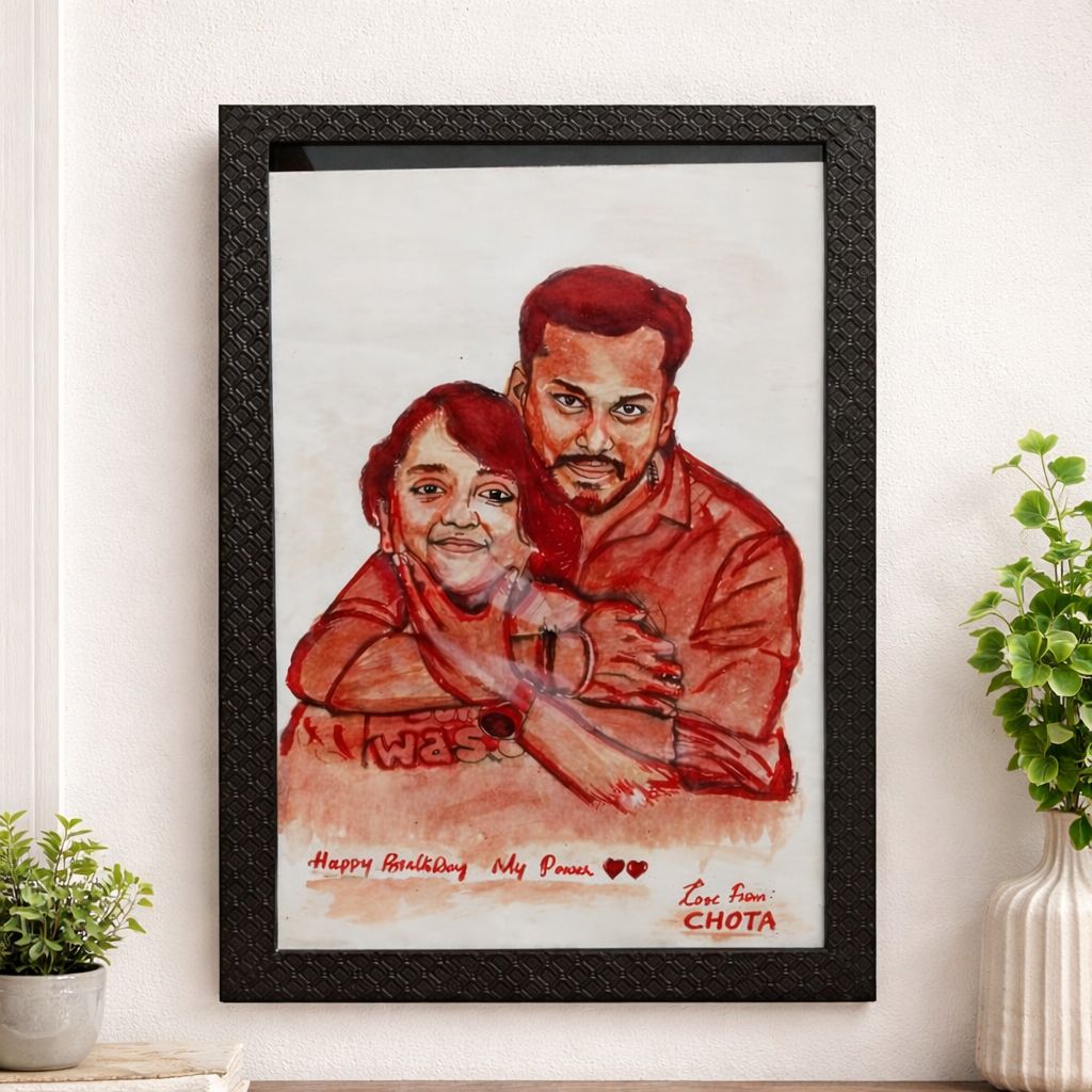 Custom Framed Monochromatic Red Portrait