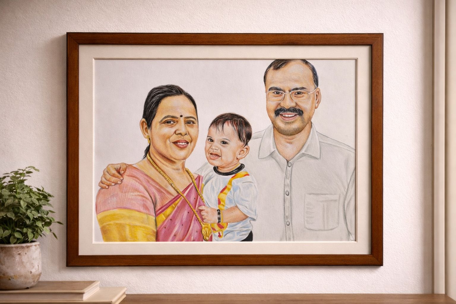 Customized Family Portrait Color Pencil Drawing