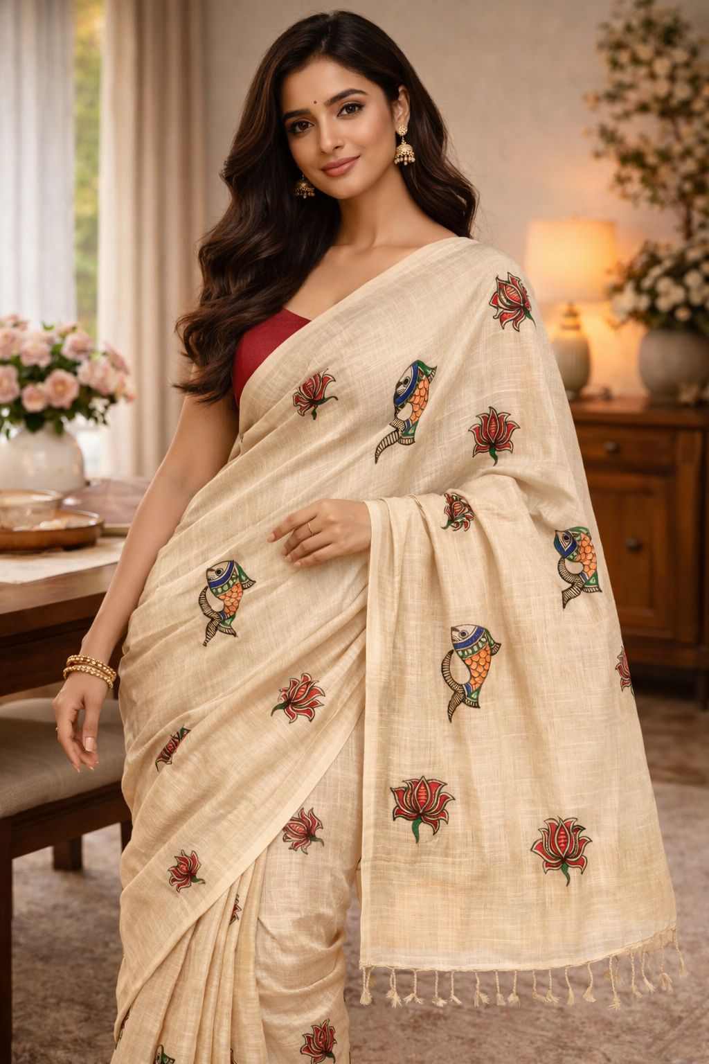 Hand-Painted Madhubani Saree