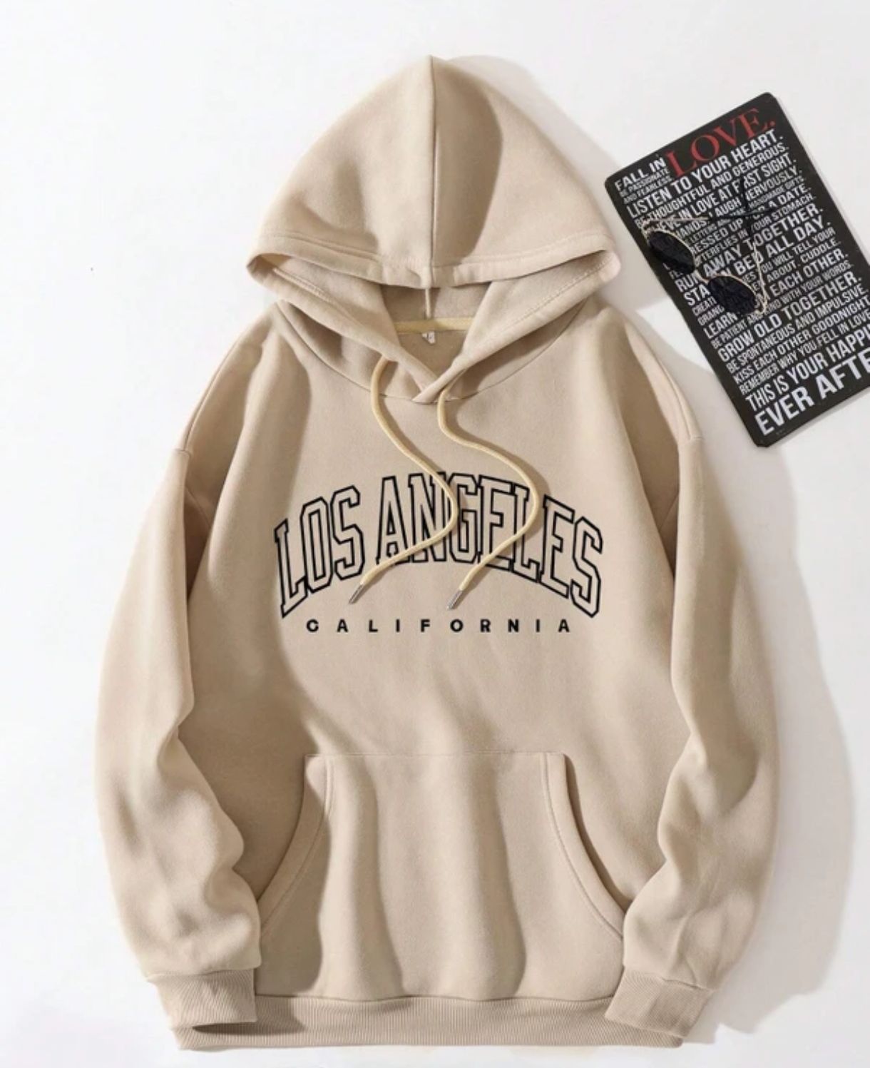 Light Brown "Los Angeles California" Fleece Hoodie