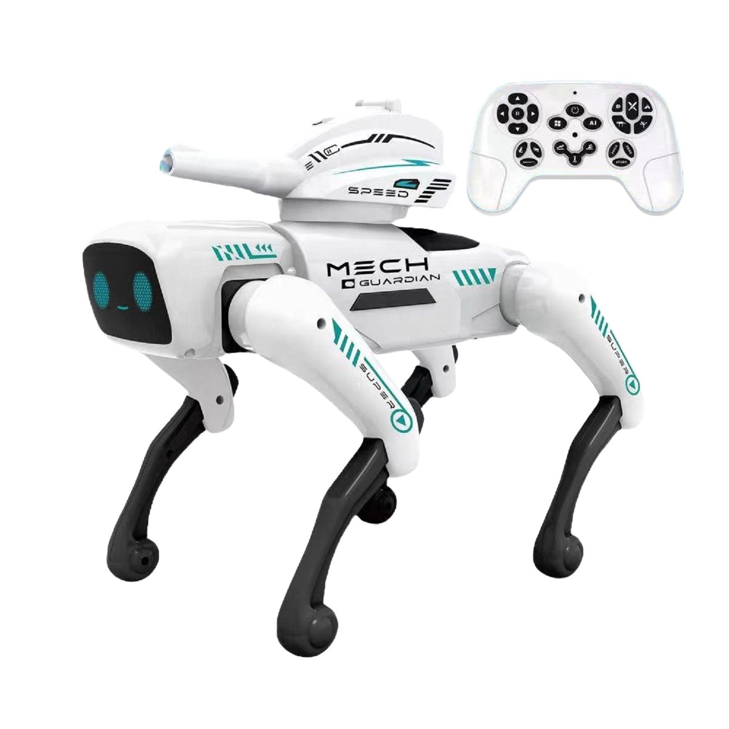 KTRS Enterprise Intelligent RC Robot Dog Toy with Water Bomb Launcher, LED Eyes, Dancing, and Educational Modes AI Programmable RC Robot Pet Dance, Fight, Pee, Kungfu, Songs & More