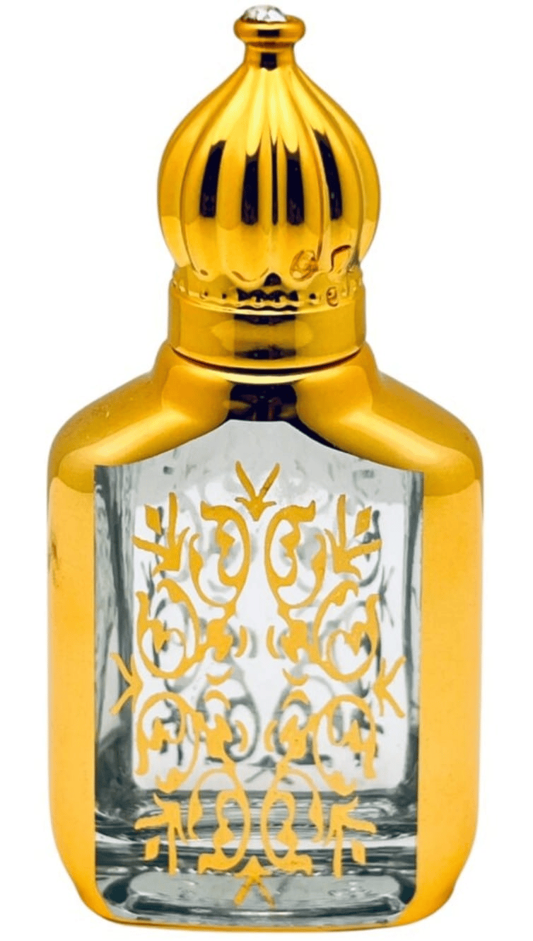 Mii Art 10ml Empty Decorative Attar Bottle – Gold Plated Glass Refillable Vial for Rose Water & Essential Oil Blends (pack of 1 pcs)