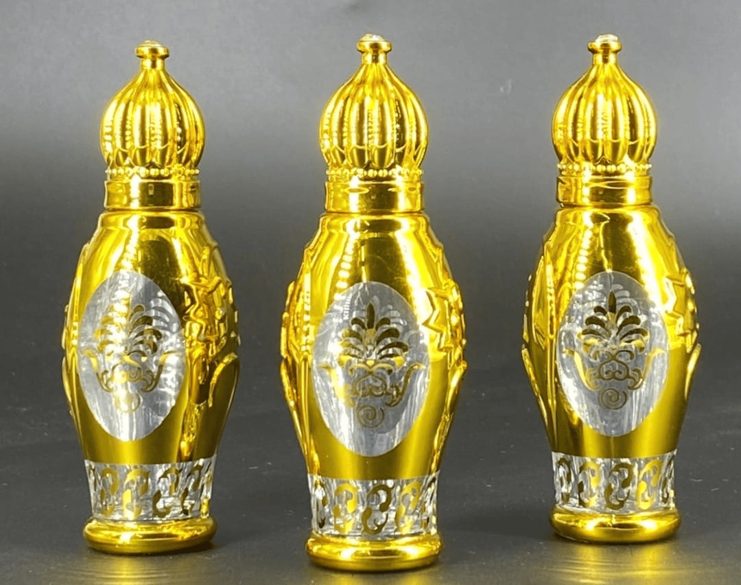 Mii Art 10ml Refillable Golden Glass Bottle by Mii Art | Leak-Proof Empty Travel Container for DIY Perfumes, Rose Water, and Essential Oils (Pack of 3)