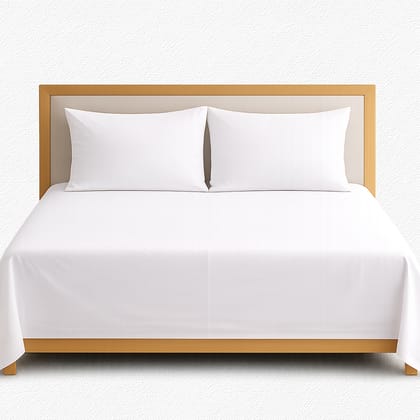 Premium White Cotton Double Bedsheet with Two pillow Cover Premium White Cotton Double Bedsheet with Two pillow Cover