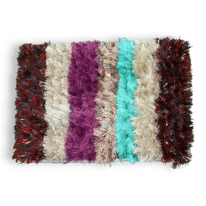   ELURU  hend carfated Luxury Multi-Color Shaggy Floor Mat | Soft Fur Anti-Skid Decorative Carpet for Home & Bedroom