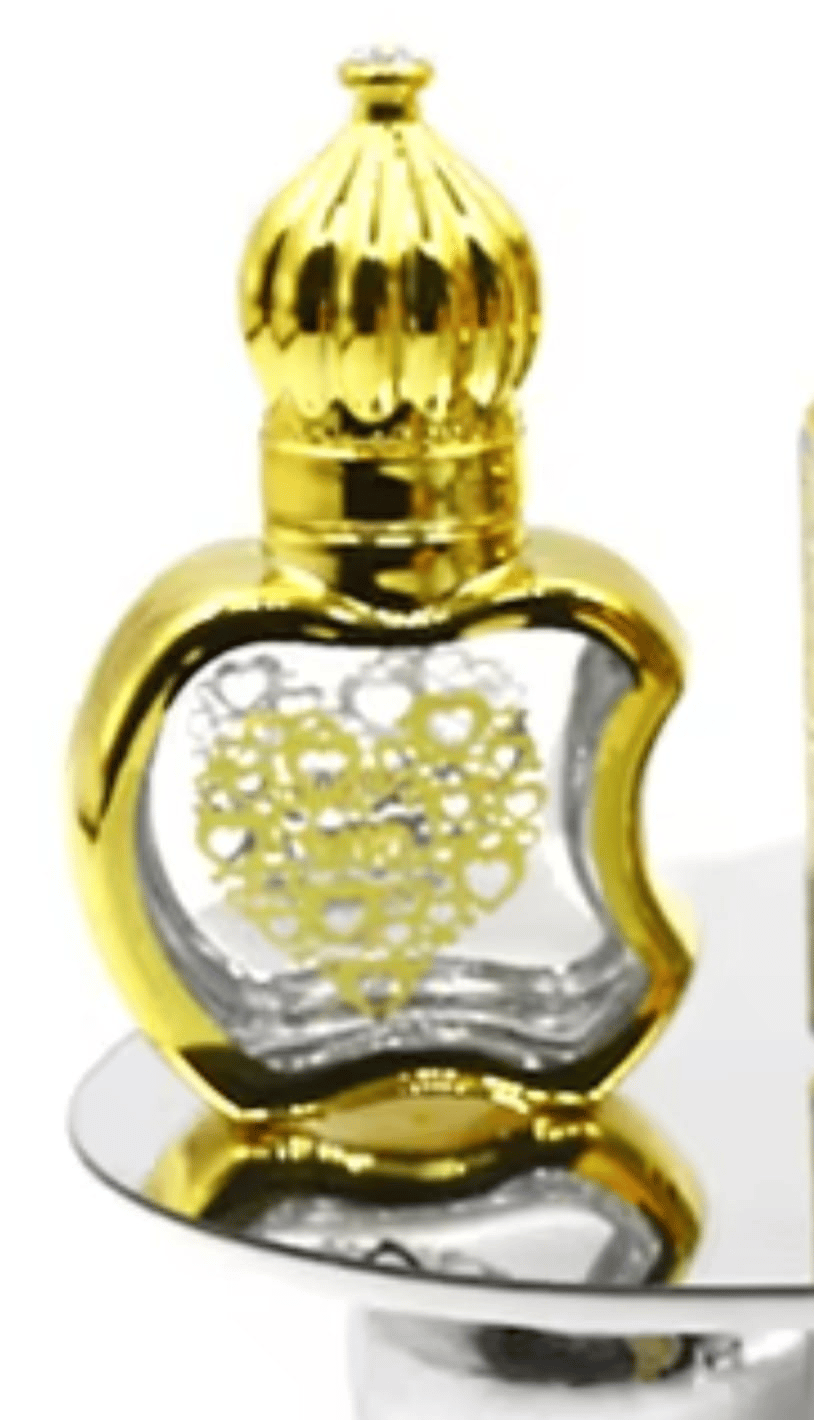 Mii Art Elegant Golden Glass Attar Bottle by Mii Art - 10ml Decorative Refillable Perfume Vial (Pack of 1)