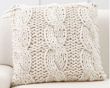 Luxury Chunky Cable Knit Cushion Cover – Soft Cotton Decorative Pillow Cover (Cream White) Luxury Chunky Cable Knit Cushion Cover – Soft Cotton Decorative Pillow Cover (Cream White)