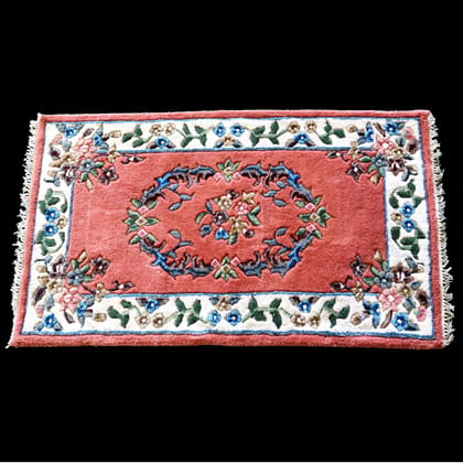 ELURU-Royal Floral Medallion Door Mat | Red Designer Soft Indoor Carpet Rug with Decorative Border