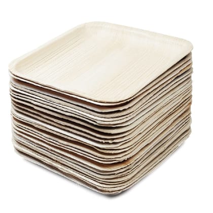 Natural Areca leaf Square Disposable 25 Plates 