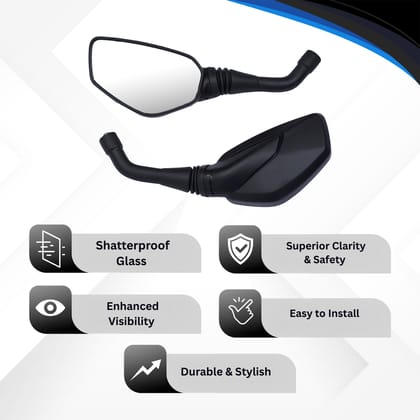 Varroc Shatter Proof Rear View Mirror for TVX APACHE RTR 160 | Left Hand | High Visibility Glass | OEM Quality | Pack of 1