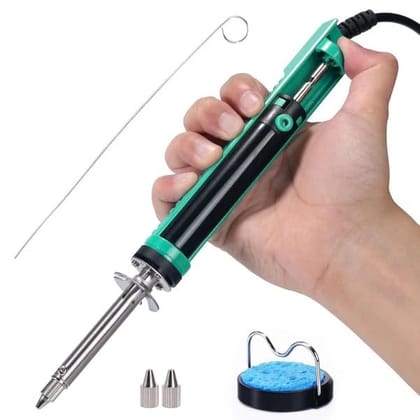 60W Corded Electric Soldering Iron with Ceramic Heating Element, 450°C, Plastic Handle, Compatible with Soldering Station
