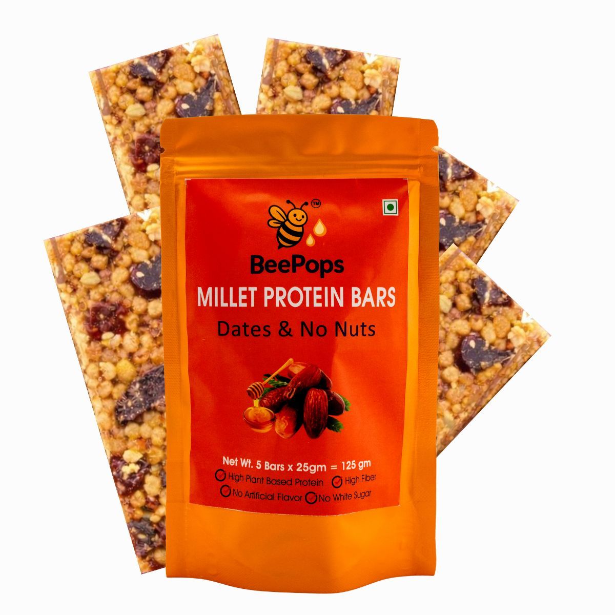 BeePops Super Savor Protein Bars-Dates & No Nuts (5NX25G)