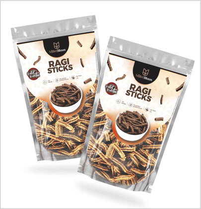 Millet Bluum Ragi Sticks (pack of 2) - Wholesome & Crunchy Snack