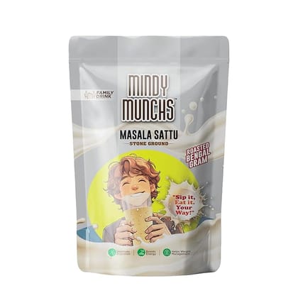 Mindy Munchs Masala Sattu Stone Ground Roasted Bengal Gram Family Drink