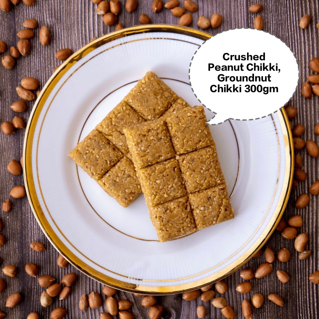 Crushed Peanut Chikki, Groundnut Chikki, Peanut Jaggery Bar, Shengdana Chikki, Kadalai Mittai 300gm